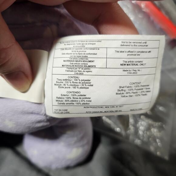 Avon Night Light Up Plush Teddy Bear Purple Pjs Pajamas Yellow Star Moon WORKS - Picture 5 of 8